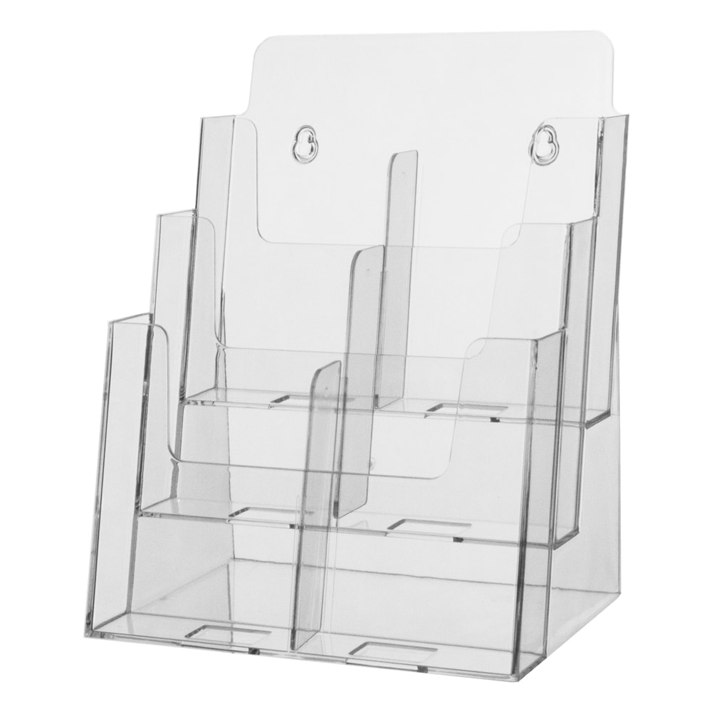 3 TIERED COUNTER OR WALL MOUNTED PLASTIC BROCHURE HOLDER WITH REMOVABLE DIVIDERS - Main Image
