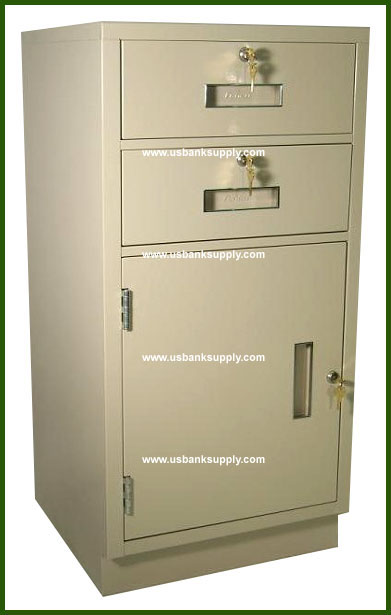 Standing Height Teller Pedestal With 2 Drawers And 1 Cabinet with Inside Adjustable Shelf -- $699.00 - Main Image