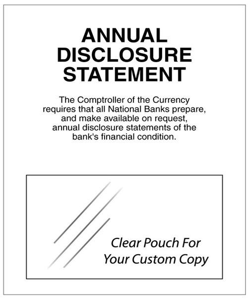 Annual Disclosure Statement Mandatory Wall Sign (Comptroller of Currency) -- White 11x14 - Main Image