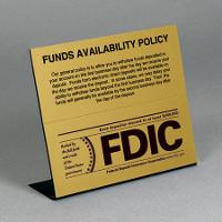 FDIC / FUNDS AVAILABILITY COMBO COUNTER SIGN  - Main Image