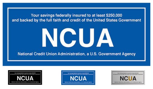 NCUA Sign -- Laser Engraved Spectrum Plastic Sticker - Main Image