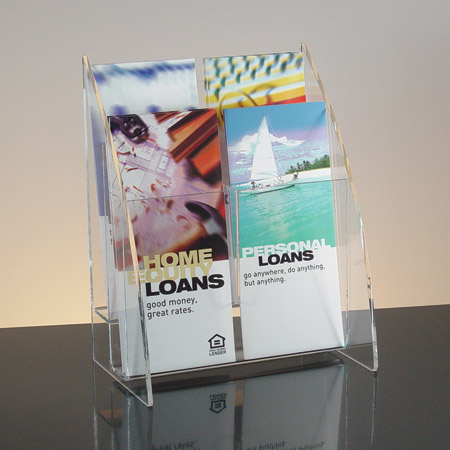 Acrylic 4-Pocket, 2-Tiered Literature Holder for 4