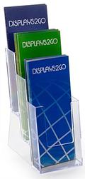 Acrylic three-pocket, three-tiered literature holder for 4