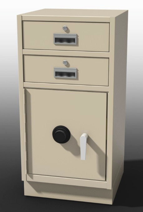 Teller Pedestal With 2 Locking Box Drawers, 1/8