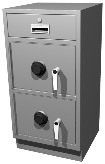 Standing Height Teller Pedestal, 1 Drawer and 2 Coin Lockers - Main Image