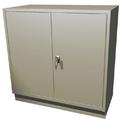Standing Height Double Wide Teller Pedestal With Hinged Doors, Locking Handle - Main Image