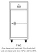 Mobile version teller stand with locking drawer and cupboard T-1AC