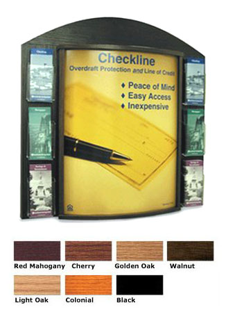 Curved Frame Wall Display with Header and Literature Display for 22