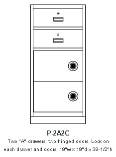 Single-width, standing-height pedestal Model P-2A2C