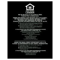 Equal Housing Lender Mandatory Sign (FDIC Banks) - updated. #UST00772