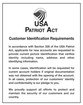 USA Patriot Act Mandatory Sign with Flag (Customer Identification)