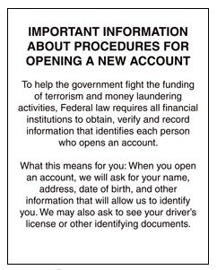 Patriot Act Mandatory Sign (Important Information) # US0001ASW