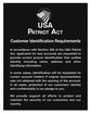 Patriot Act Mandatory Sign with Flag (Customer Identification)