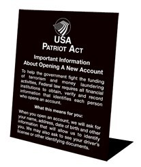 Patriot Act Mandatory Sign with Flag (Important Information) # US0001ASBA-II