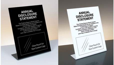 Annual Disclosure Statement FDIC Banks (Federal Reserve) Mandatory Countertop Sign 11 x 14 - Main Image