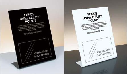 Funds Availability Policy Mandatory Countertop Sign # US03712BA