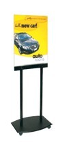 Clear Acrylic and Black Poster Floor Frame with Wheels - Main Image