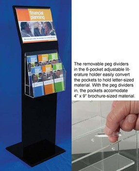 Black Acrylic Floor Sign and Literature Holder: 14