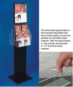 Black Acrylic Floor Sign and Literature Holder: 8-1/2