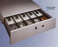 Replacement tray for Model 1060 cash drawer with flat key locking cover.