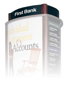 Wood 3-Sided Header for Rotating Wood Convex Display Kiosk - Main Image