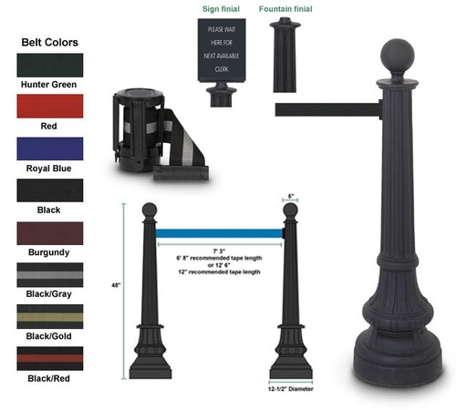 U.S Bank Supply 1400 Series Formal Colonial Tape Posts #USB1400 - Main Image