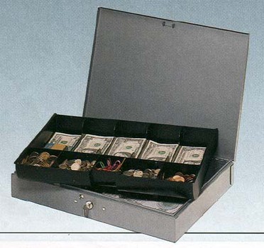 Steel Cash Box - 10-Compartment Tray US215CBTGY