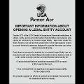 Patriot Act Wall Sign With Flag -- Important Information (Beneficial Owners) Black Acrylic 11