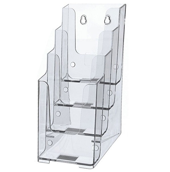 Clear Acrylic 4-Pocket, 4-Tiered Literature Holder for 4