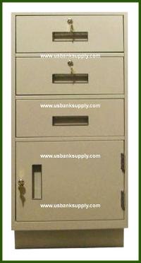 Standing Height Teller Pedestal: 3 Drawers plus Storage Cabinet