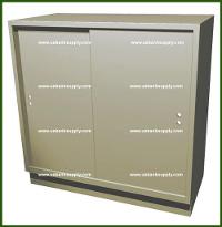 Model US101DW Double-Wide Teller Pedestal, 2 Sliding Doors, 2 Adjustable Shelves - Main Image