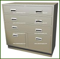 Standing Height Double Wide Teller Pedestal, 3 “D” Drawers