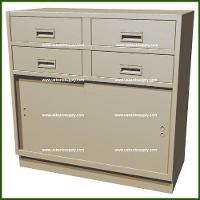 Double-Wide Standing Height Teller Pedestal, 4 Box Drawers, 2 Sliding Or Hinged Doors, 1 Adjustable Shelf  - Main Image