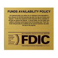 FDIC FUNDS AVAILABILITY COMBINATION COUNTER-TOP SIGN 