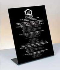 Equal Housing Lender Mandatory Counter top Sign #US01143BA
