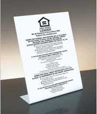 Equal Housing Lender Mandatory Counter top Sign #US01143BA