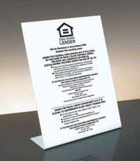Equal Housing Lender (Federal Reserve) Mandatory Countertop Sign