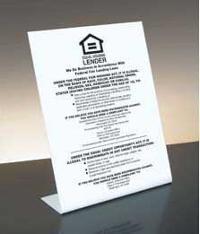 Equal Housing Lender (Savings & Loans) Mandatory Countertop Sign