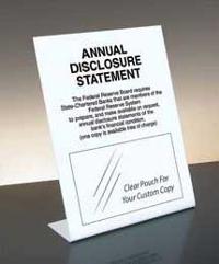 Annual Disclosure Statement FDIC Banks Mandatory Countertop Sign