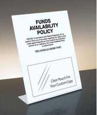 Funds Availability Policy Mandatory Countertop Sign