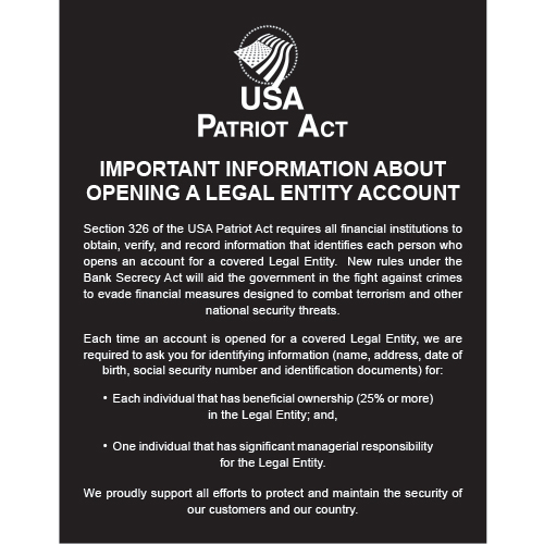 Patriot Act-- Beneficial Owners  - Main Image