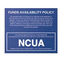 NCUA / FUNDS AVAILABILITY COMBO WALL MOUNT SIGN  - Main Image