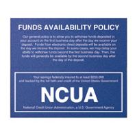 NCUA / FUNDS AVAILABILITY COMBO EASEL COUNTER SIGN  - Main Image