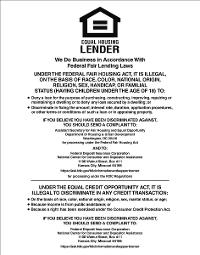 Equal Housing Lender Mandatory Wall Sign (FDIC)