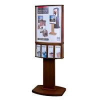 1-Sided Convex Floor Stand w/ Pedestal Base, w/ (4) Pockets