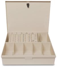  6-bill cash tray kit includes a heavy duty 6 bill plastic currency tray, our removable 6 denomination loose coin tray that locks perfectly in place and a locking lid.
