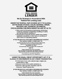 Equal Housing Lender Mandatory Sign (Savings and Loans)