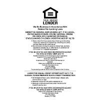 Equal Housing Lender Mandatory Wall Sign (Federal Reserve)
