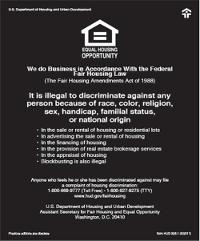 Equal Housing Opportunity Mandatory Sign