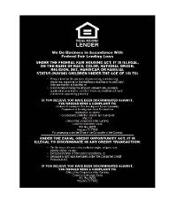 Equal Housing Lender Mandatory Sign (National Banks)